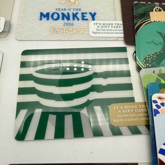 Lot of 24 Starbucks Cards 2015 to 2019 Year of The Monkey & Dog Braille– NICE! - Picture 8 of 12